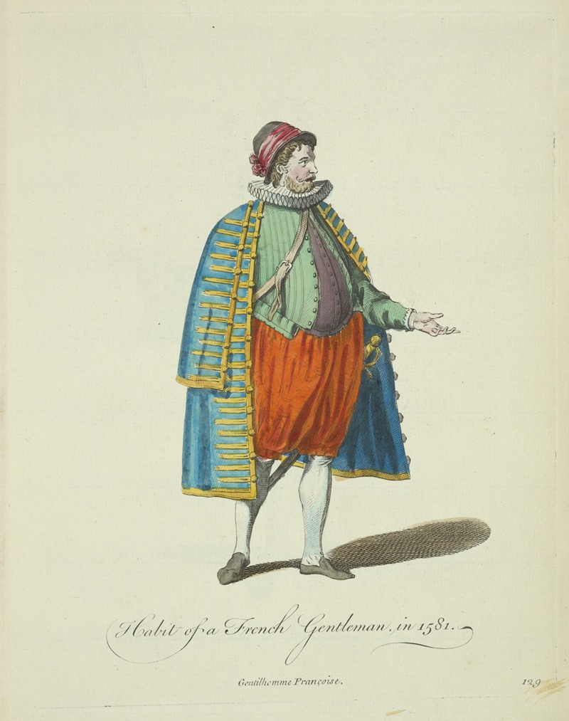 Charles Grignion - Habit of a French gentleman in 1581. Gentilhomme Françoise.