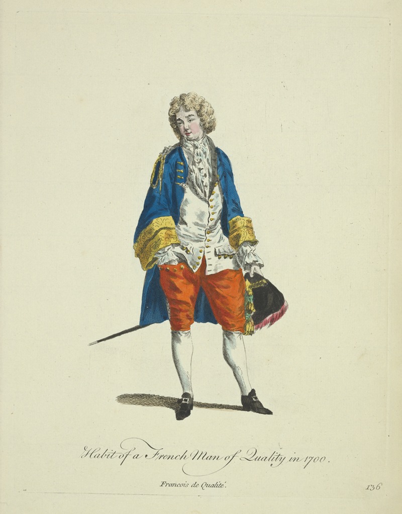 Charles Grignion - Habit of a French man of quality in 1700. Francois de qualité.