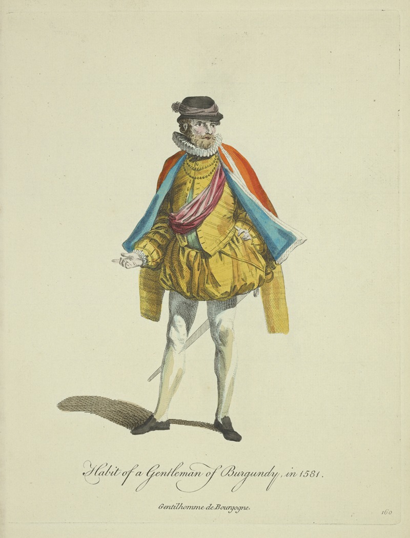 Charles Grignion - Habit of a gentleman of Burgundy in 1581. Gentilhomme de Bourgogne.