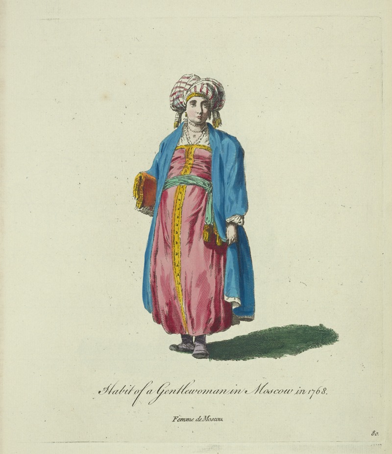 Charles Grignion - Habit of a gentlewoman in Moscow in 1768. Femme de Moscou.