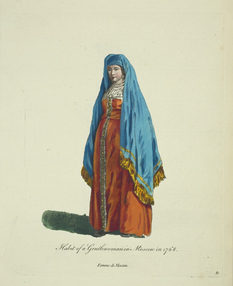 Charles Grignion - Habit of a gentlewoman in Moscow in 1768. Femme de Moscou