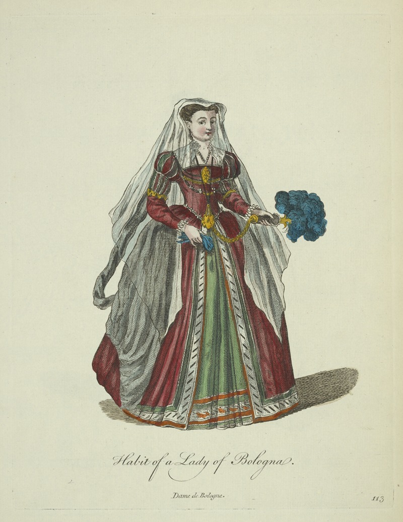 Charles Grignion - Habit of a lady of Bologna. Dame de Bolonge.