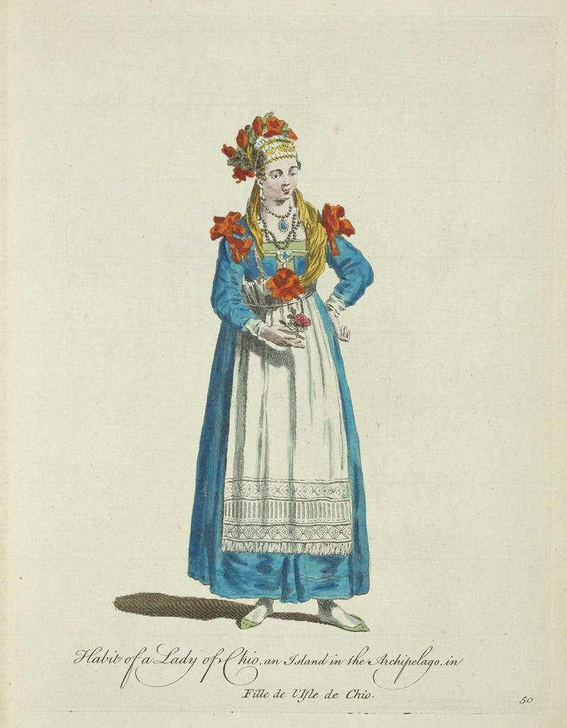 Charles Grignion - Habit of a lady of Chio, an island in the Archipelago. Fille de l’Isle de Chio.