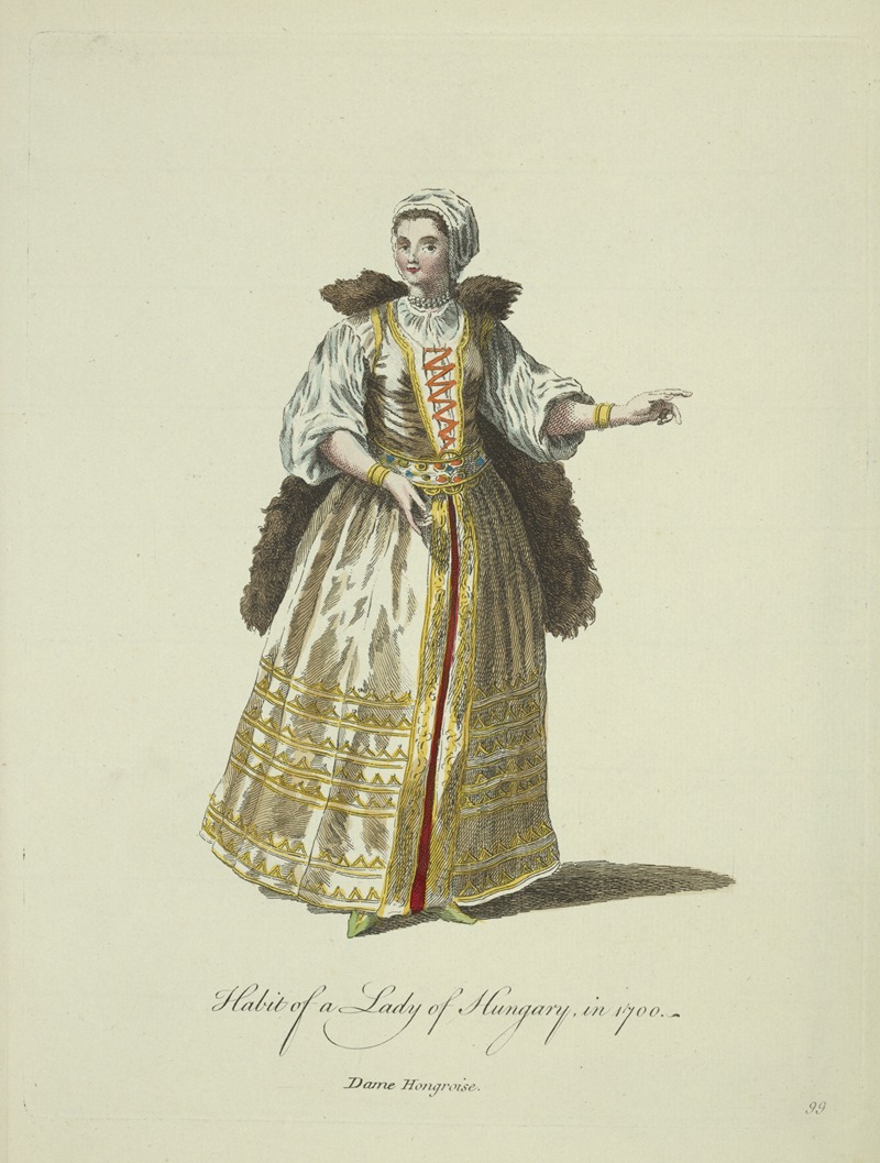 Charles Grignion - Habit of a lady of Hungary in 1700.