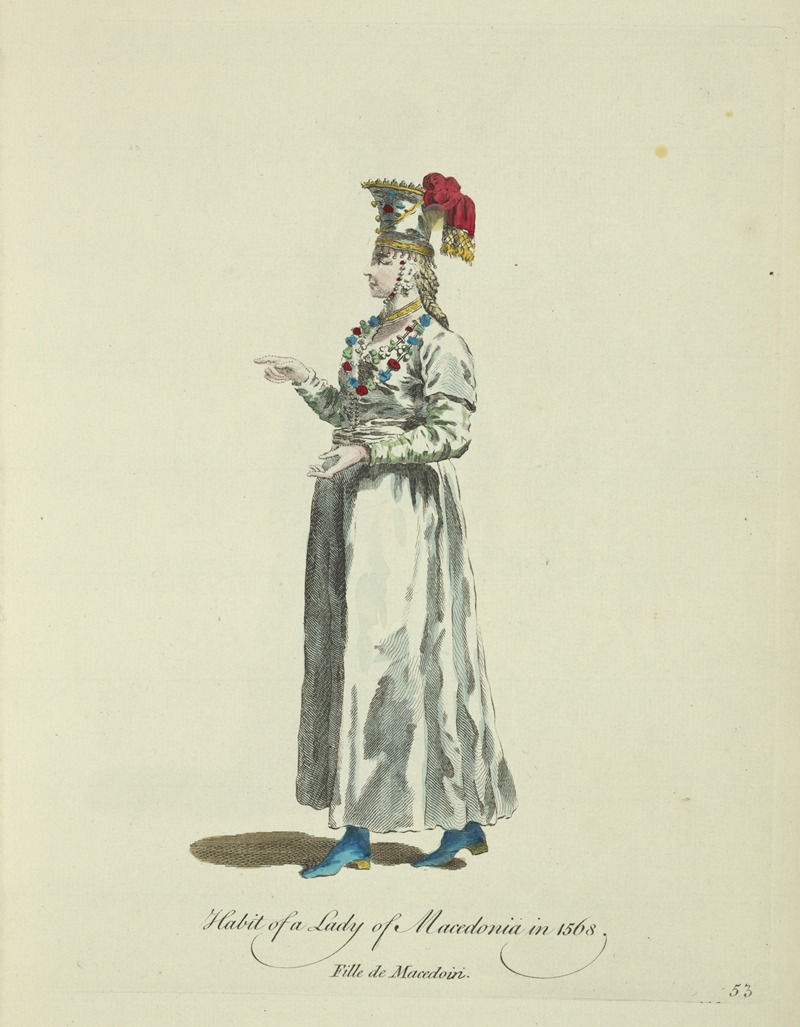 Charles Grignion - Habit of a lady of Macedonia in 1568. Fille de Macedoin.