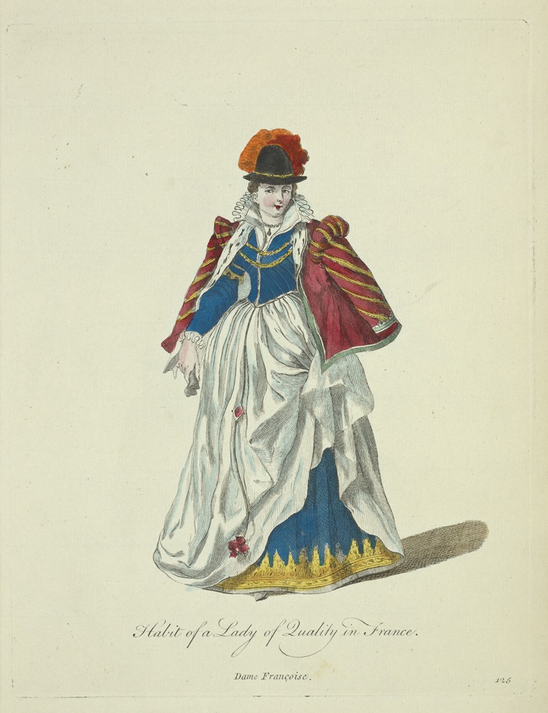 Charles Grignion - Habit of a lady of quality in France. Dame Françoise.