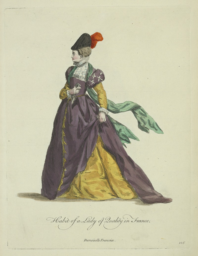 Charles Grignion - Habit of a lady of quality in France. Demoiselle Francoise.