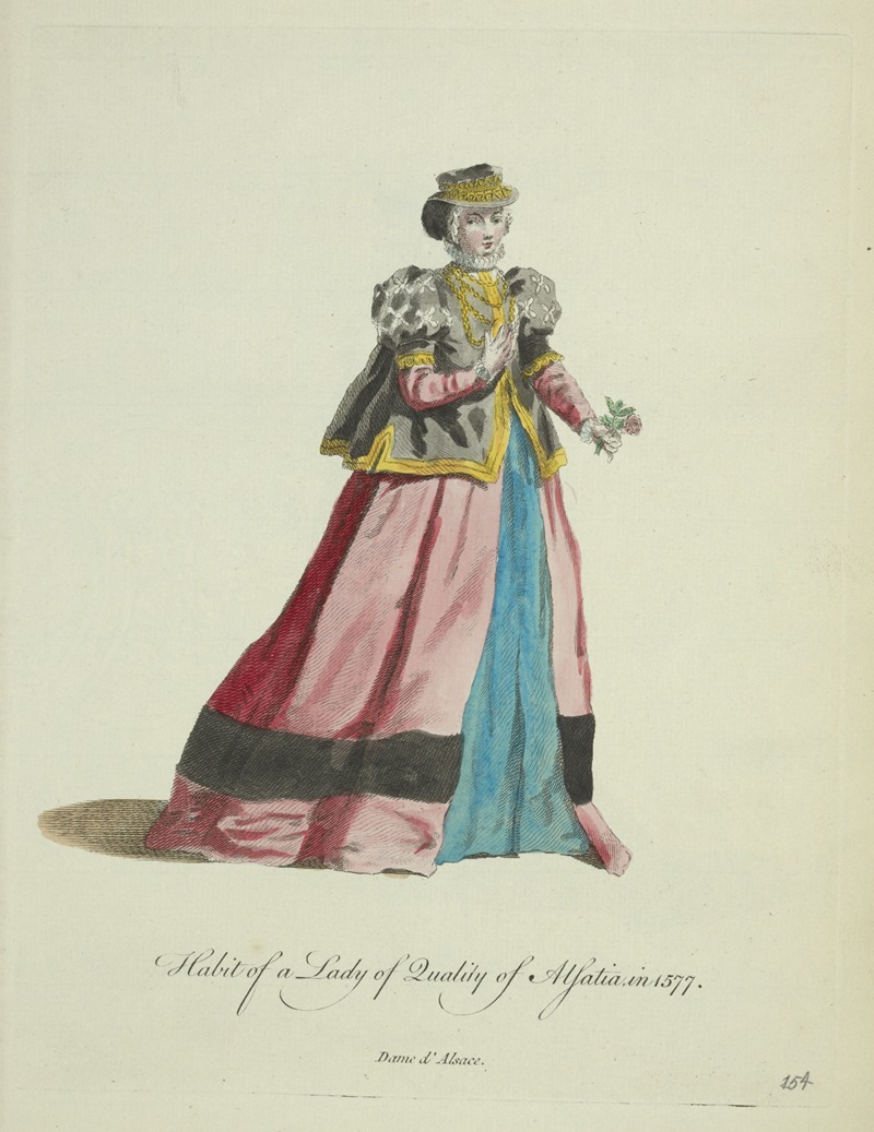 Charles Grignion - Habit of a lady of quality of Alsatia in 1577. Dame d’Alsace.