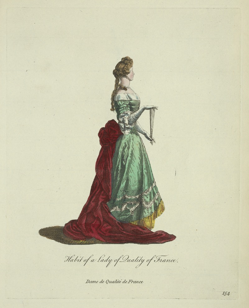 Charles Grignion - Habit of a lady of quality of France. Dame de qualité de France.