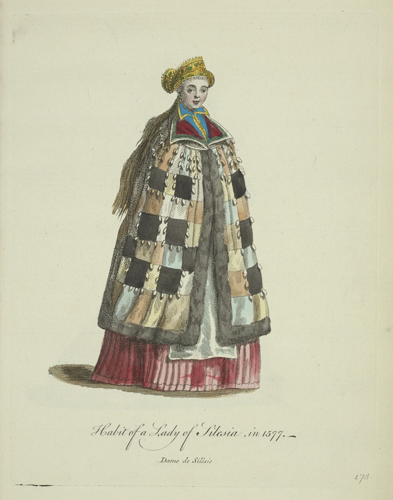 Charles Grignion - Habit of a lady of Silesia in 1577. Dame de Silésie.