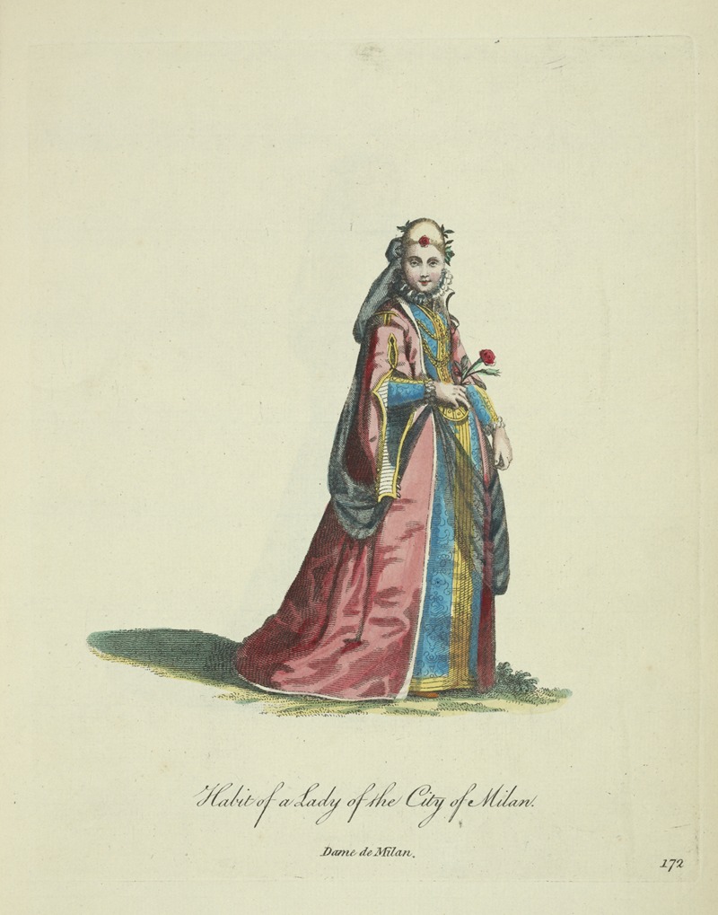 Charles Grignion - Habit of a lady of the City of Milan. Dame de Milan.