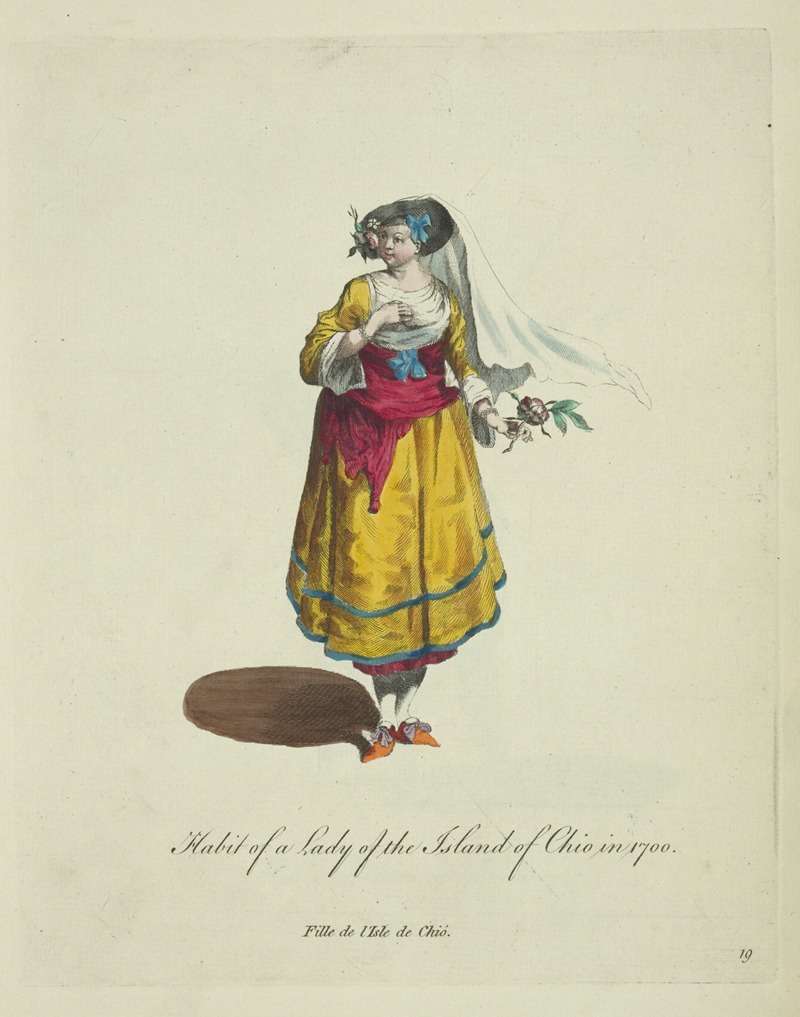 Charles Grignion - Habit of a lady of the island of Chio in 1700. Fille de l’Isle de Chió in 1700.