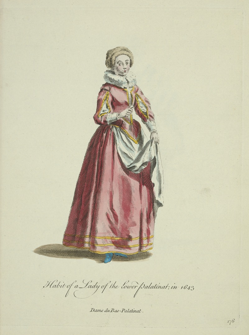 Charles Grignion - Habit of a lady of the Lower Palatinat in 1643. Dame du Bas-Palatinat.