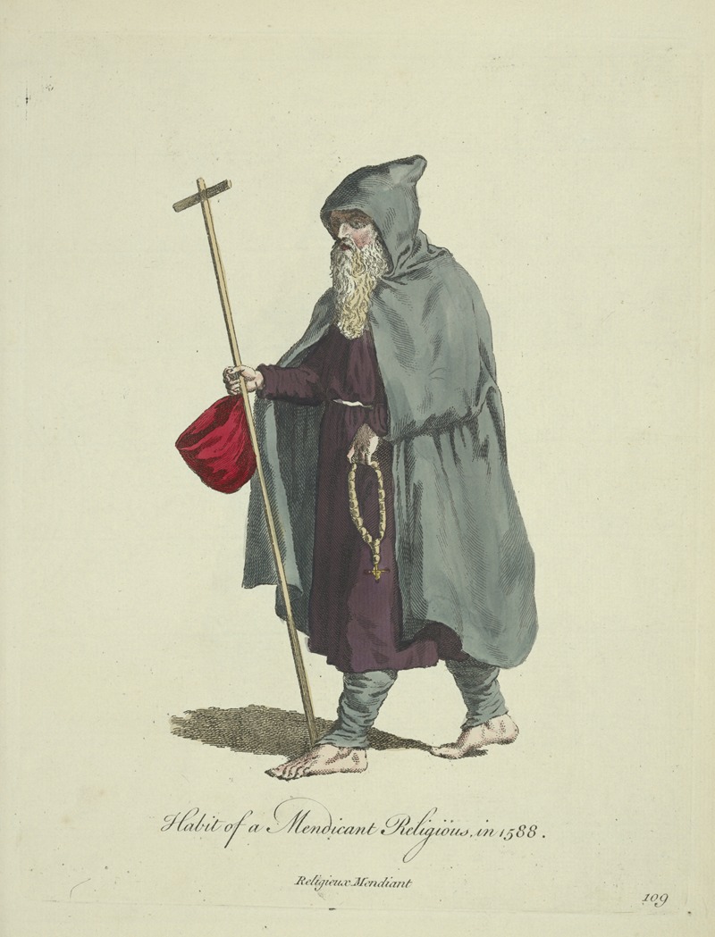 Charles Grignion - Habit of a mendicant religious in 1588. Religious mendicant.