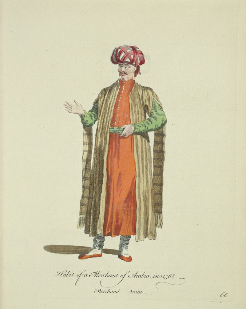 Charles Grignion - Habit of a merchant of Arabia in 1568. Merchant Arabe.