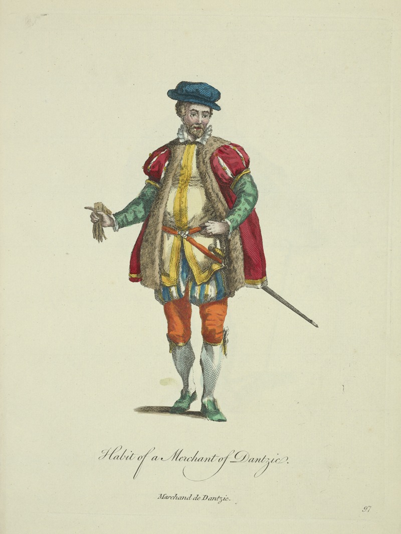 Charles Grignion - Habit of a merchant of Dantzic. Marchand de Dantzic.