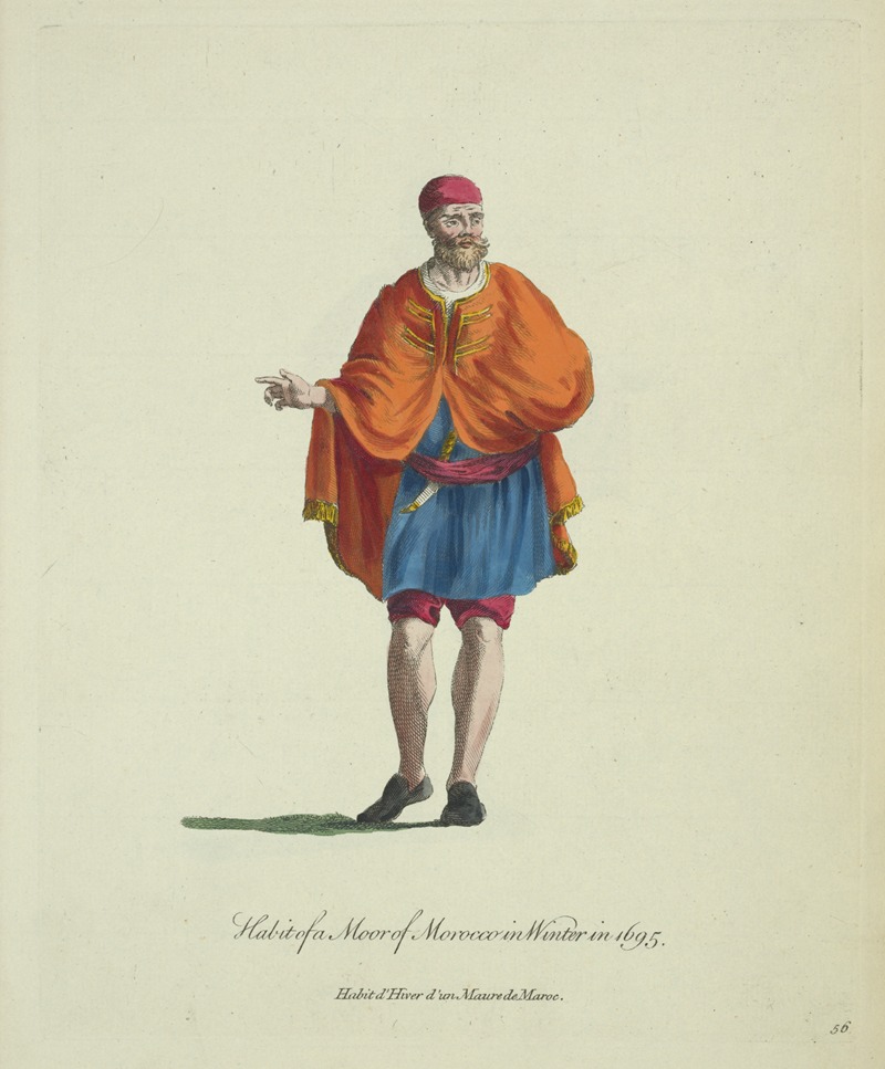 Charles Grignion - Habit of a Moor of Morocco in winter in 1695. Habit d’hiver d’un Maure de Moroc.