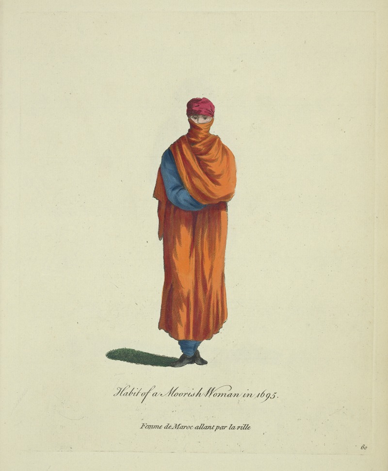 Charles Grignion - Habit of a Moorish woman in 1695. Femme de Maroc allant par la ville.