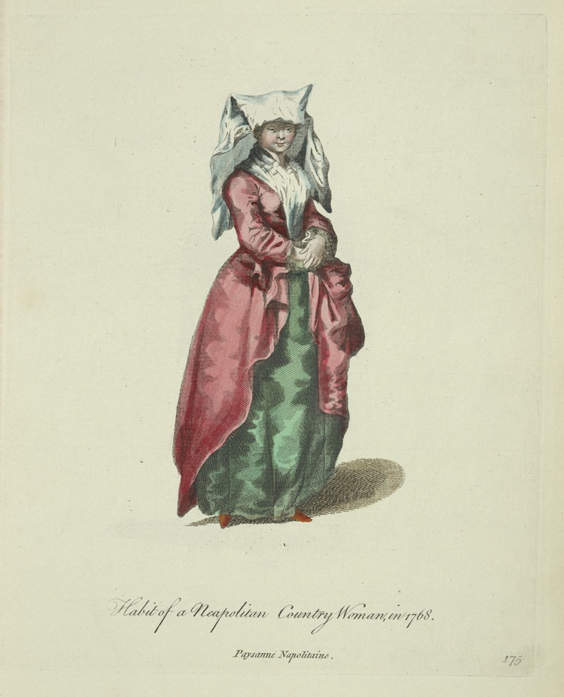 Charles Grignion - Habit of a Neapolitan country woman in 1768. Paysanne Napolitaine.