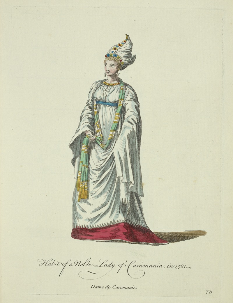 Charles Grignion - Habit of a noble lady of Caramania in 1581. Dame de Caramanie.