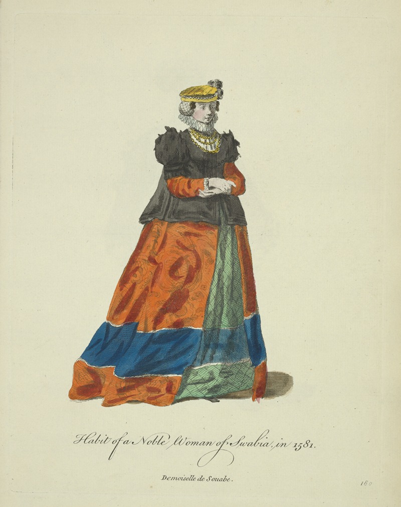 Charles Grignion - Habit of a noble woman of Swabia in 1581. Demoiselle de Souable.