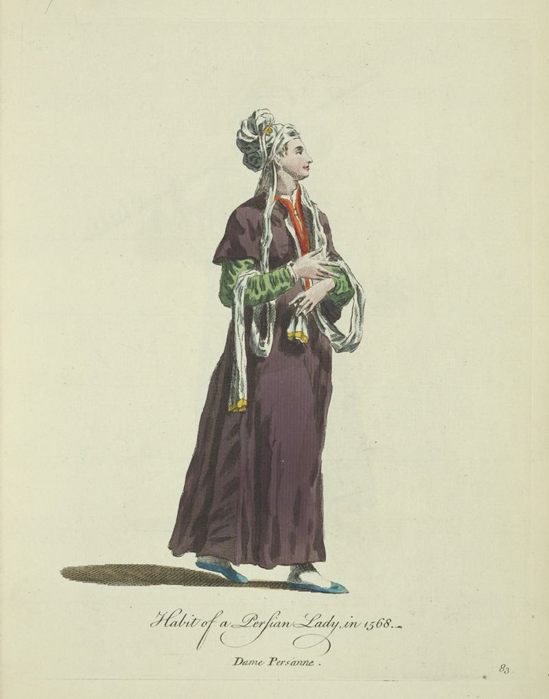 Charles Grignion - Habit of a Persian lady in 1568. Dame Persanne.