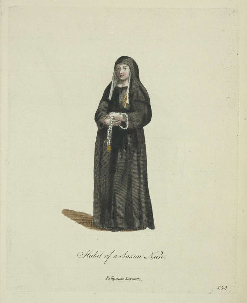 Charles Grignion - Habit of a Saxon nun. Religieuse Saxonne.