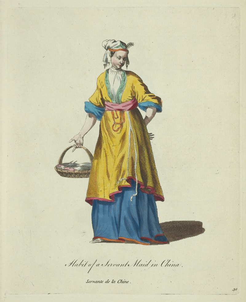 Charles Grignion - Habit of a servant maid in China. Servante de la Chine.