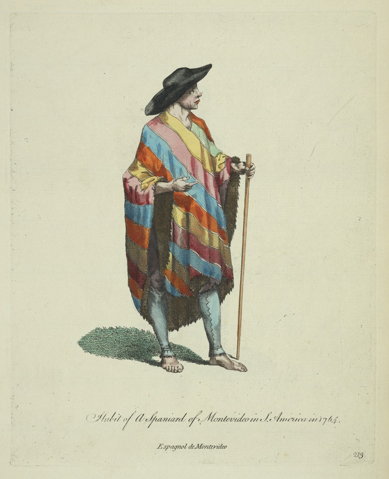 Charles Grignion - Habit of a Spaniard of Montevideo in South America in 1764. Espagnol de Montevideo