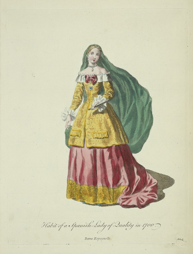 Charles Grignion - Habit of a Spanish lady of quality in 1700. Dame Espagnolle.