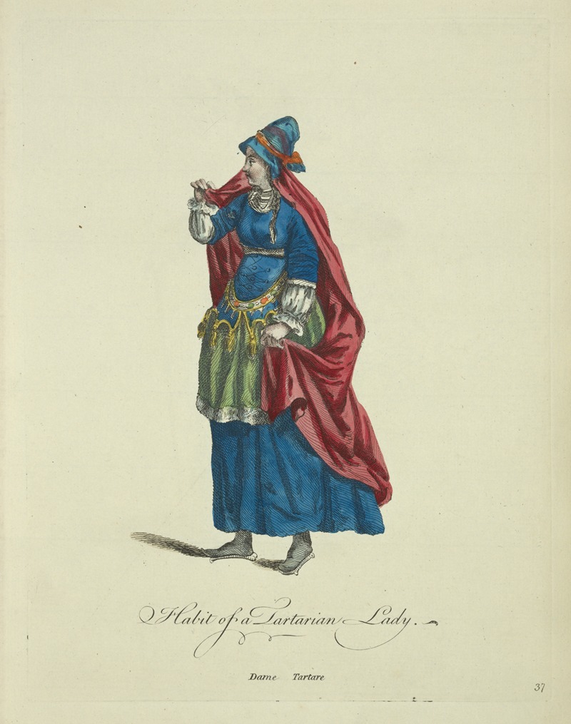 Charles Grignion - Habit of a Tartarian lady. Dame Tartare.