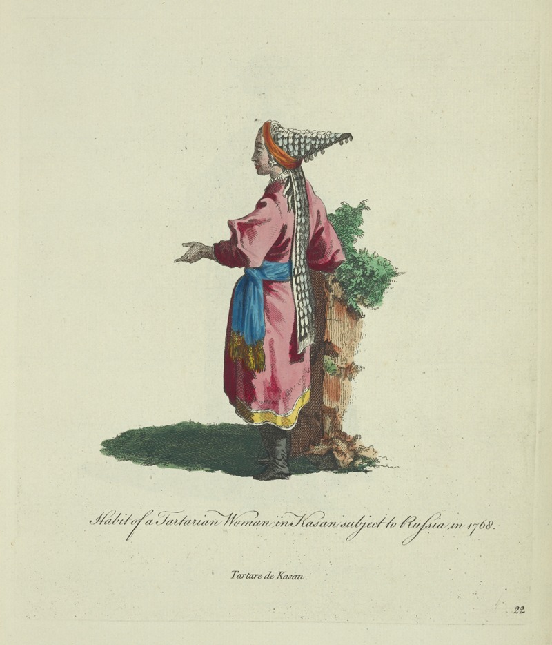 Charles Grignion - Habit of a Tartarian woman in Kasan subject to Russian in 1768. Tartare de Kasan.