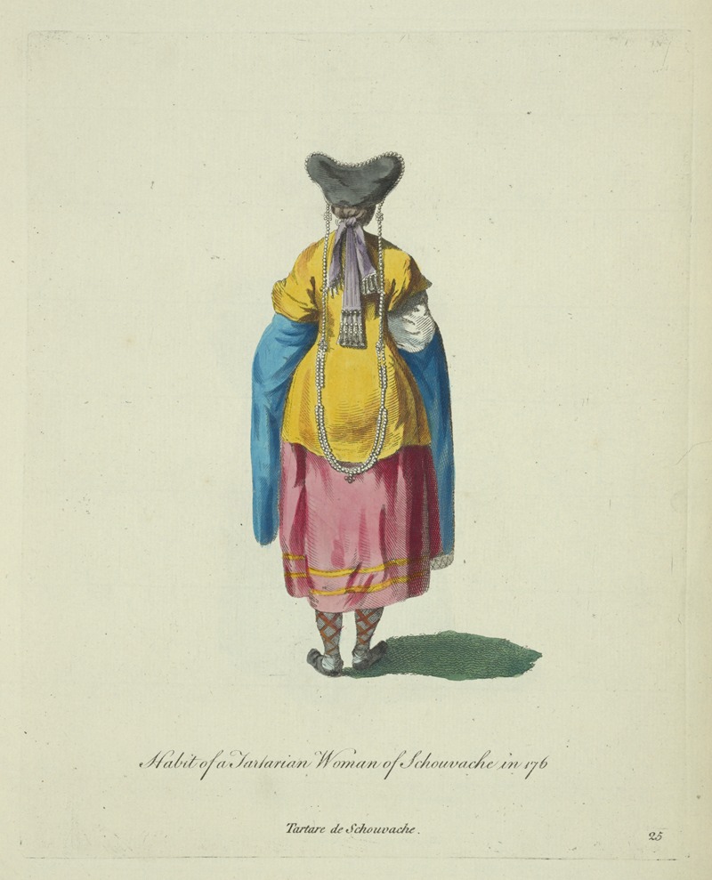 Charles Grignion - Habit of a Tartarian woman of Schouvache in 1768. Tartare de Schouvache.