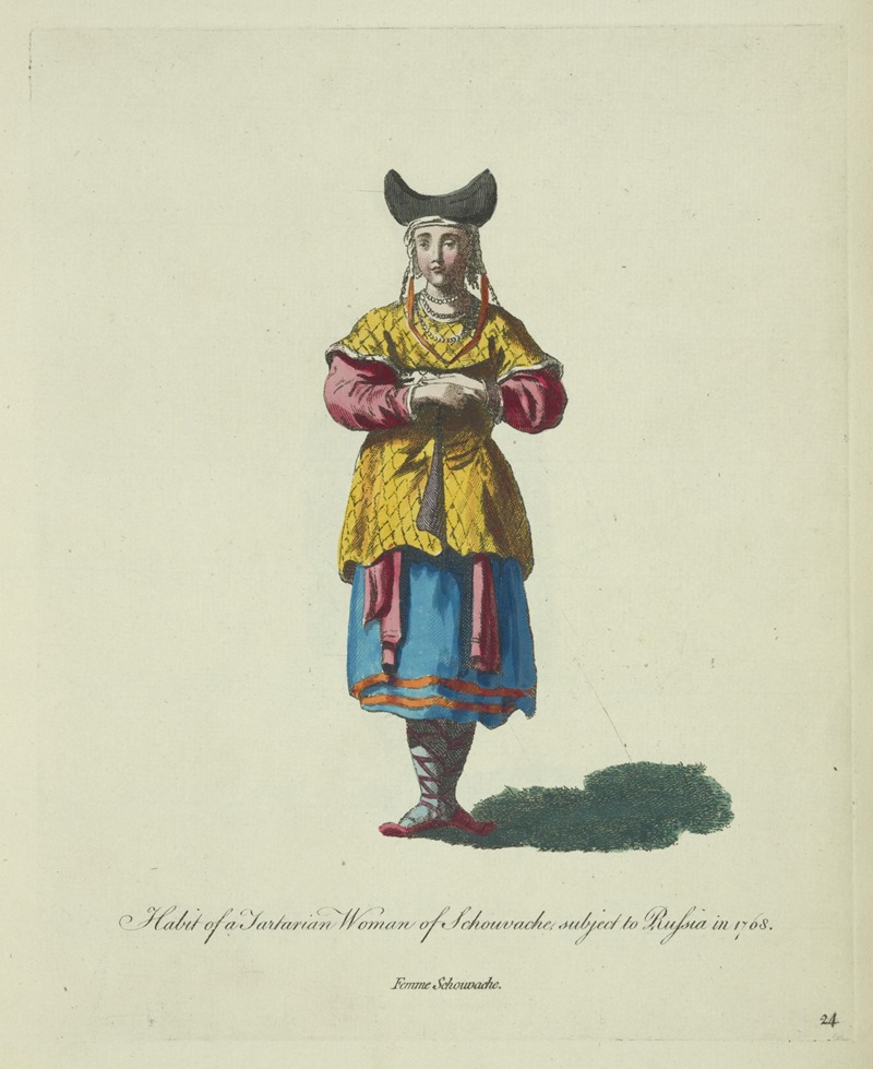 Charles Grignion - Habit of a Tartarian woman of Schouvache subject to Russia in 1768. Femme Schouvache.