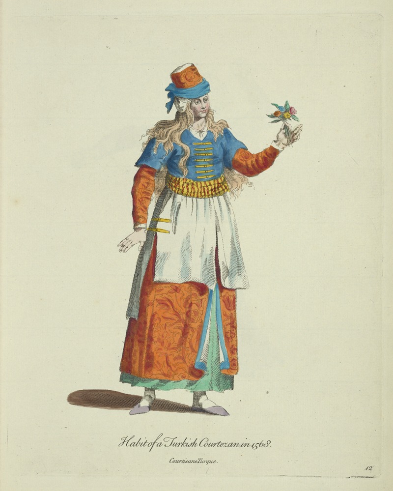 Charles Grignion - Habit of a Turkish courtezan in 1568. Courtisane Turque.