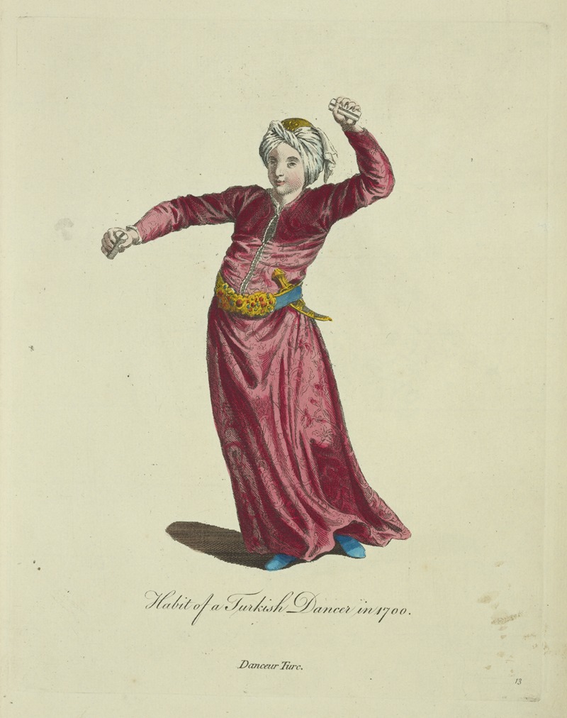 Charles Grignion - Habit of a Turkish dancer in 1700. Danceur Turc.