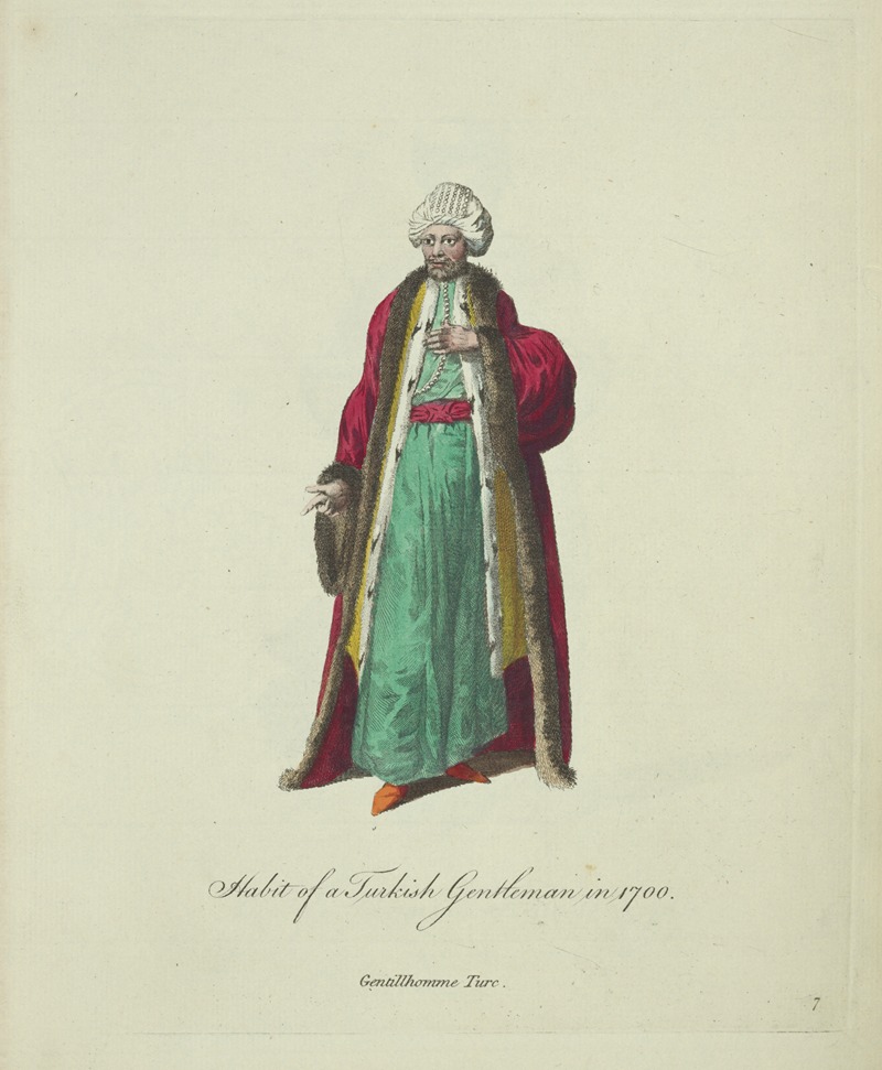 Charles Grignion - Habit of a Turkish gentleman in 1700. Gentillhomme Turc.