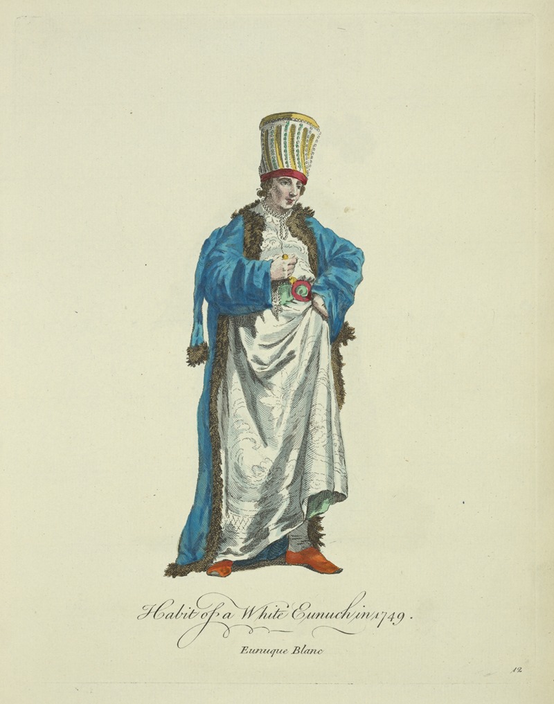 Charles Grignion - Habit of a white eunuch in 1749. Eunuque blanc.