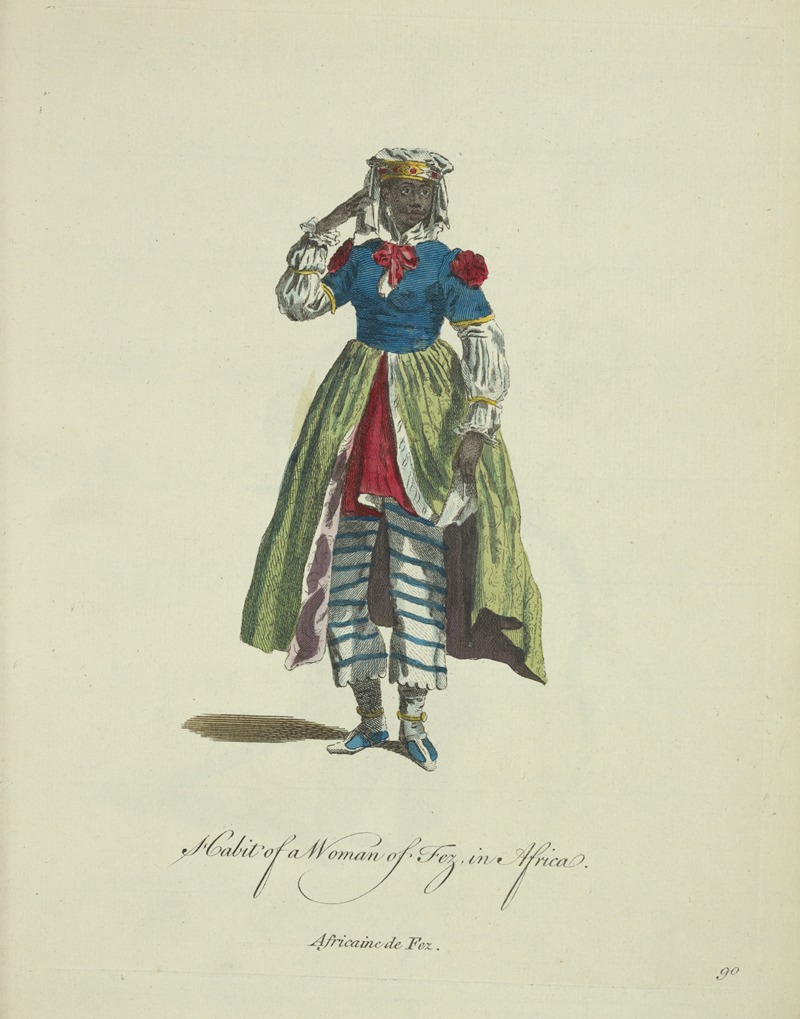 Charles Grignion - Habit of a woman of Fez in Africa. Africaine de Fez.