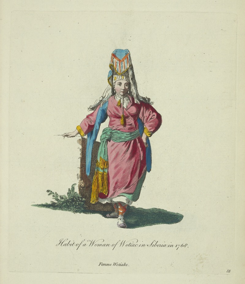 Charles Grignion - Habit of a woman of Wotiac in Siberia in 1768. Femme Wotiake.