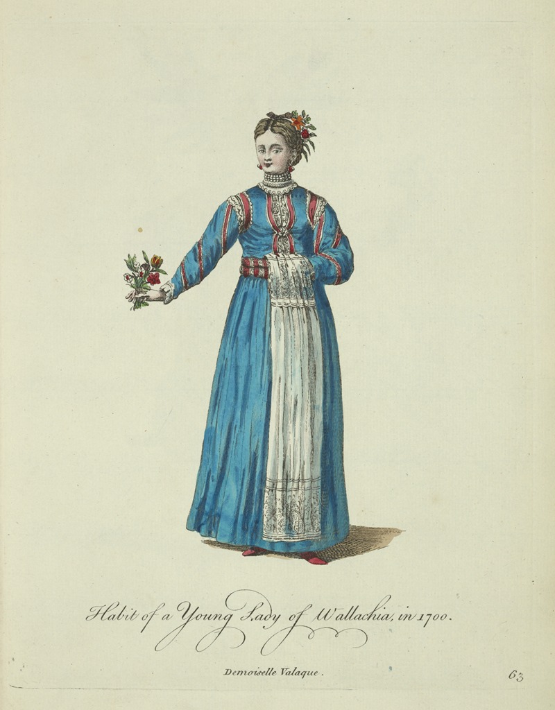 Charles Grignion - Habit of a young lady of Wallachia in 1700. Demoiselle Valaque.