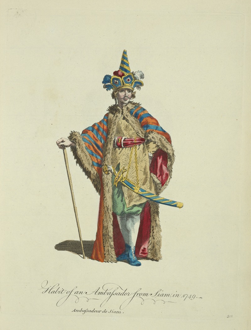 Charles Grignion - Habit of an ambassador from Siam in 1749. Ambassadeur de Siam.