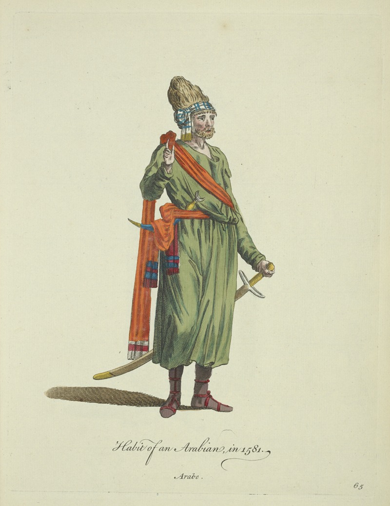 Charles Grignion - Habit of an Arabian in 1581. Arabe.