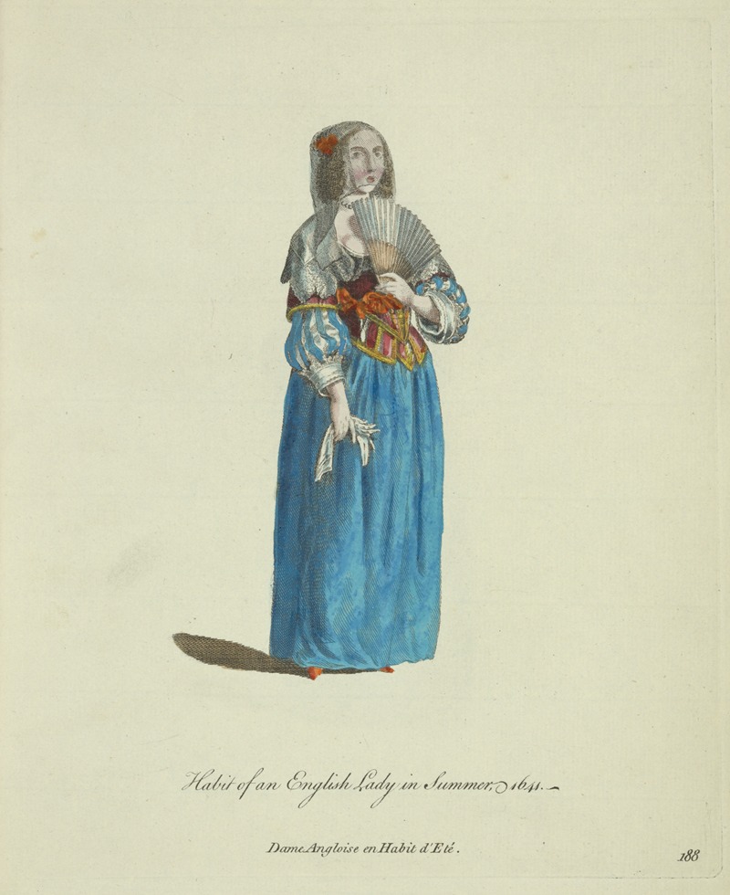 Charles Grignion - Habit of an English lady in summer, 1641. Dame Angloise en habit d’eté.