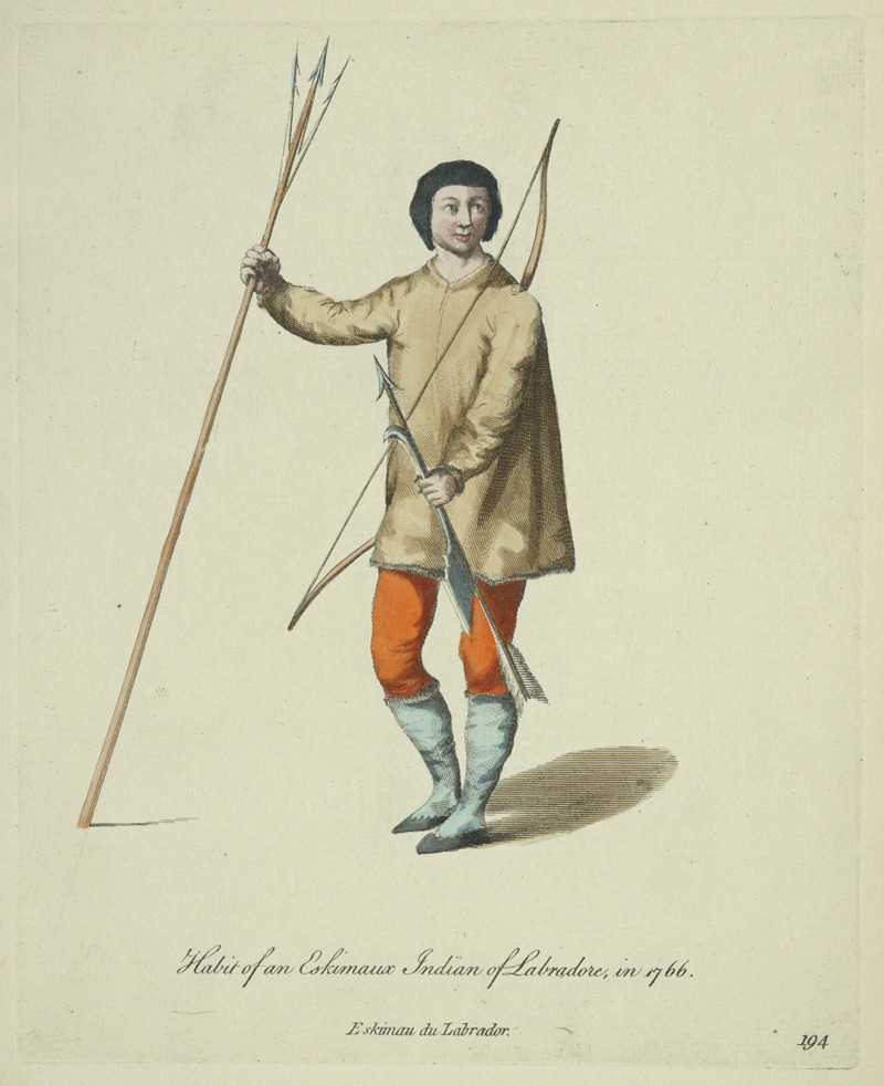 Charles Grignion - Habit of an Eskimaux Indian of Labrador in 1766. Eskimau du Labrador.