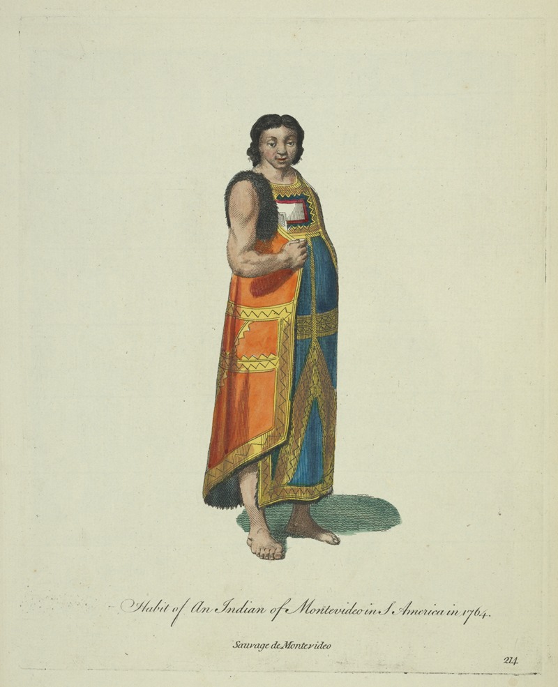 Charles Grignion - Habit of an Indian of Montevideo in South America in 1764. Sauvage de Montevideo.