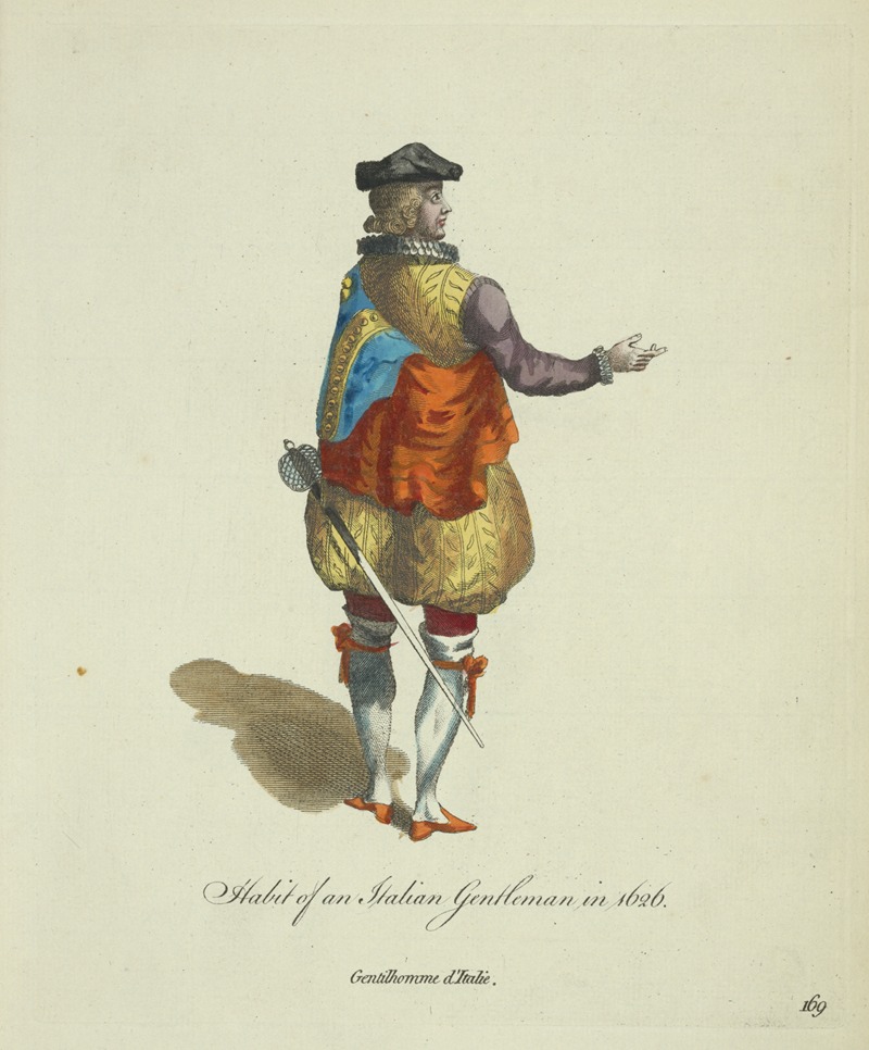 Charles Grignion - Habit of an Italian gentleman in 1626. Gentilhomme d’Italie.