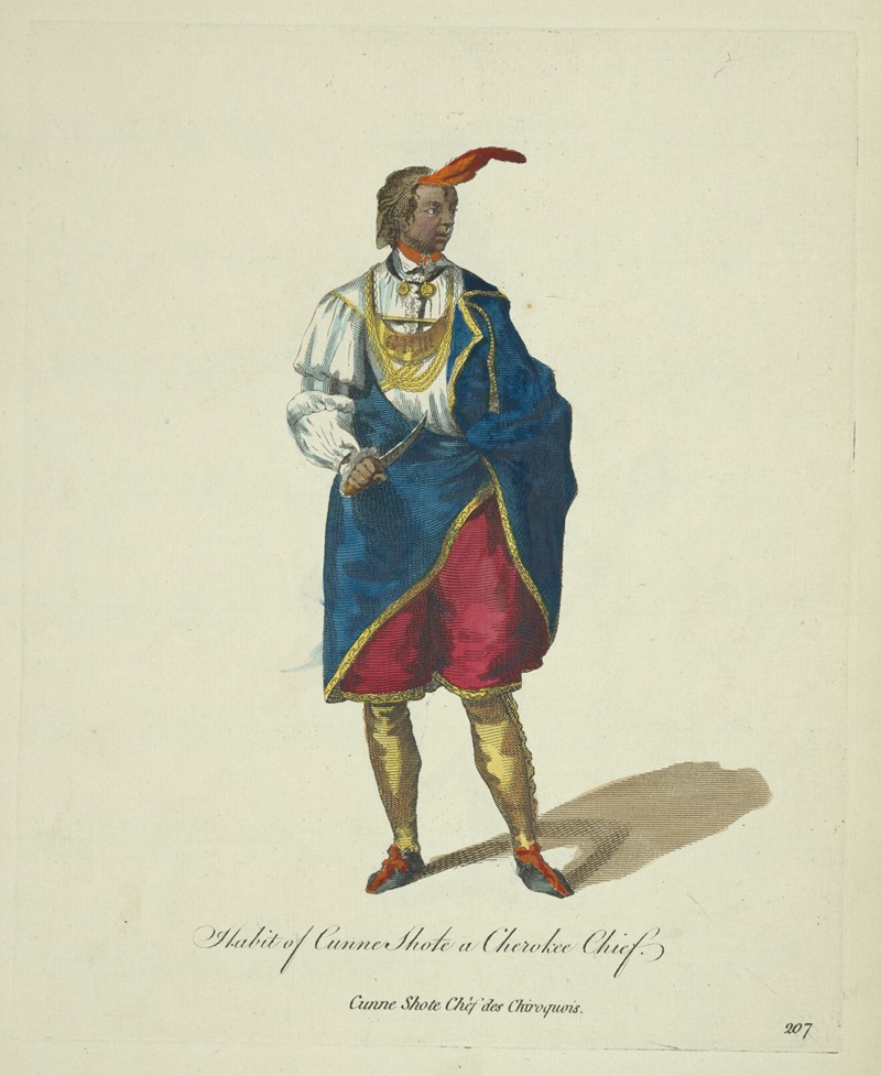 Charles Grignion - Habit of Cunne Shote a Cherokee Chief. Cunne Shote Chèf des Chiroquois.