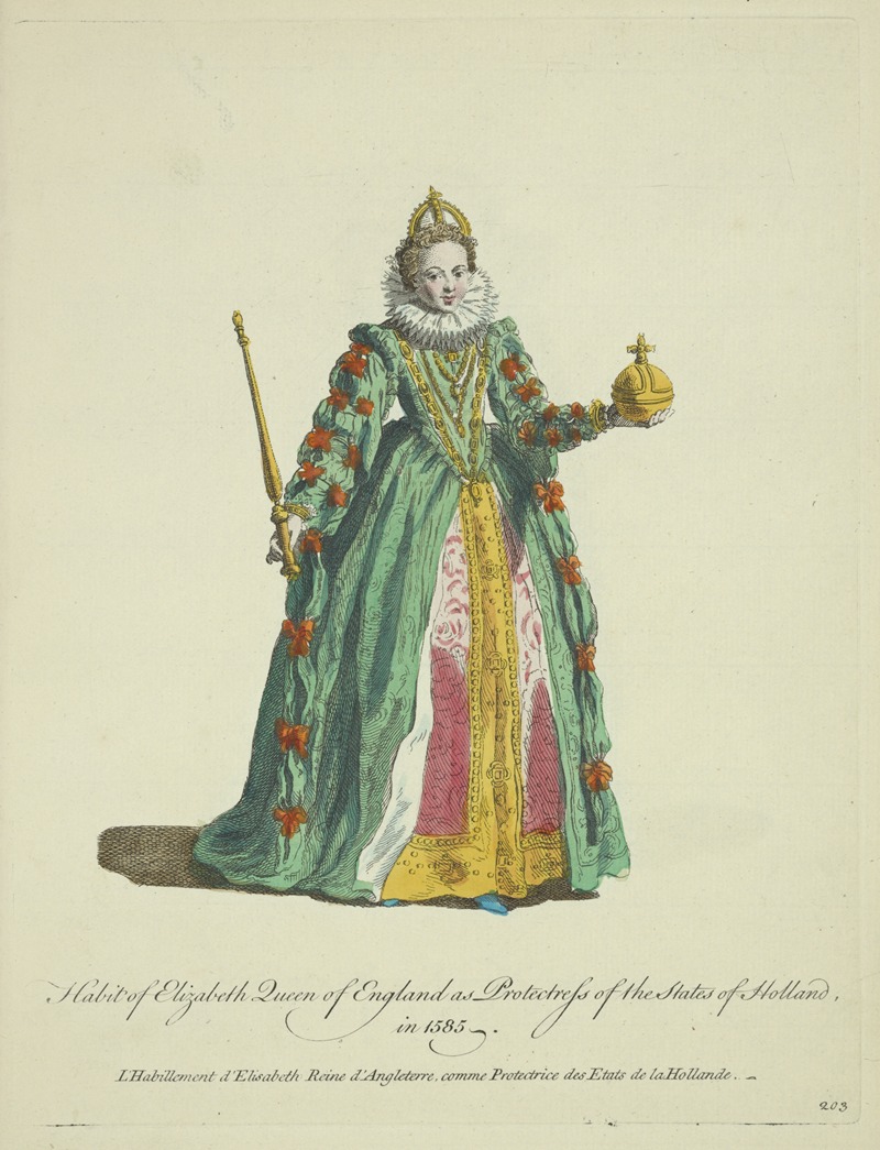 Charles Grignion - Habit of Elizabeth Queen of England as protectoress of the states of Holland