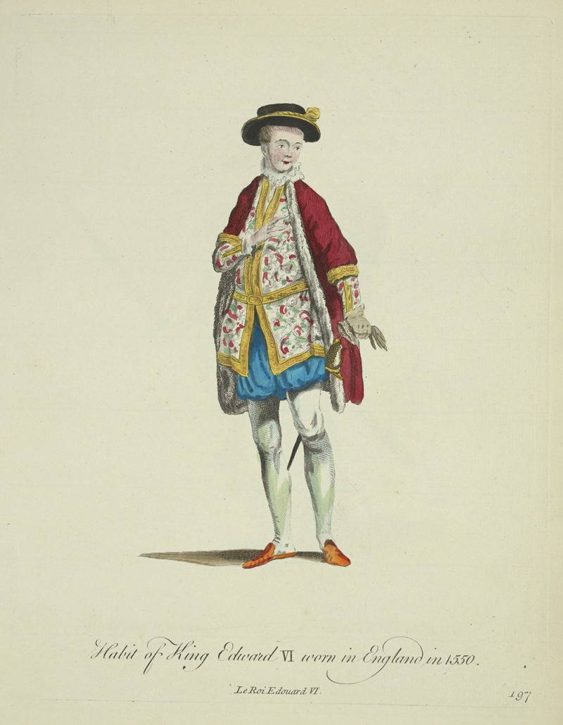 Charles Grignion - Habit of King Edward VI worn in England in 1550. Le Roi Edouard VI.